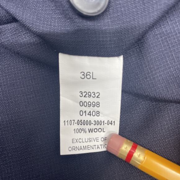 Joseph Jos A Bank Mens 36Wx38L Slim Fit Wool Navy Dress Pants Flat Front No Hem - Picture 8 of 8